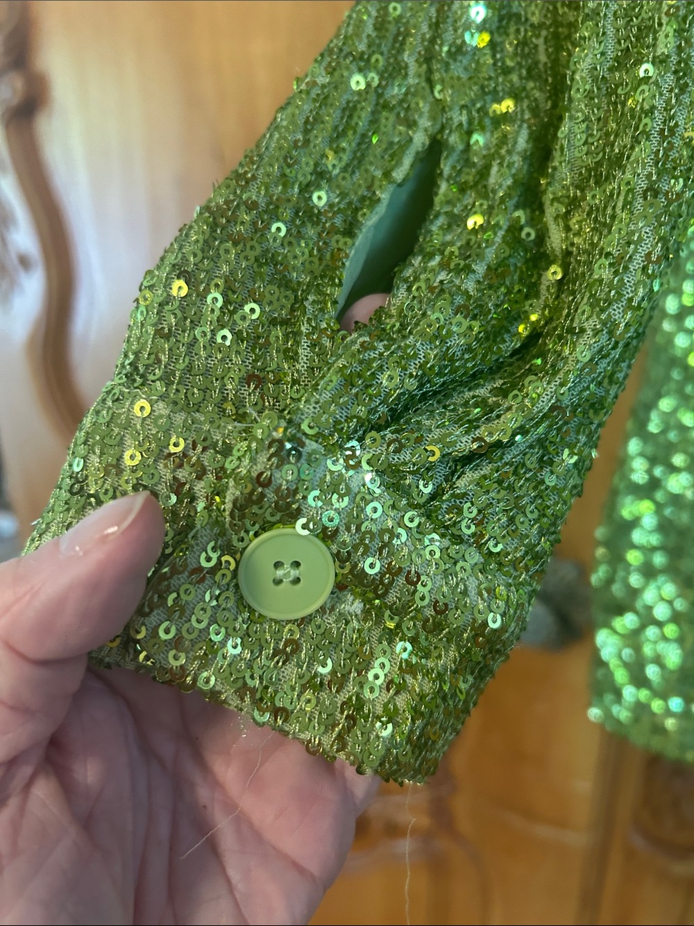 Topshop Lime Green Sequin Shirt Jacket - Picture 3 of 8